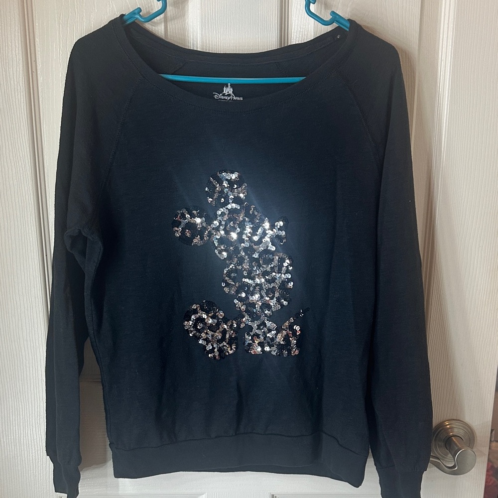 Disney Black and Silver Sequin Mickey Top